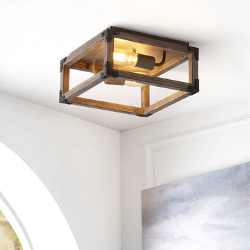 Magnolia 11.5" Iron Rustic Farmhouse LED Flush Mount - JONATHAN Y